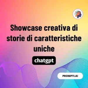 Chat GPT Prompt Showcase creativa di storie di caratteristiche uniche