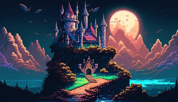 Pixel Art Scenario Castle Midjourney