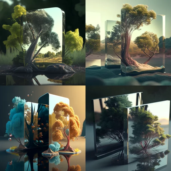 Prompt 3D nature with glass tablets