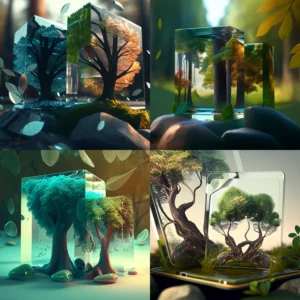 Prompt 3D nature with trees and tablets