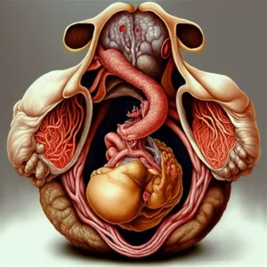 Prompt 4-month fetus in womb cord thumbsucking