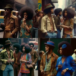 Prompt African-American hippies in NYC 1969
