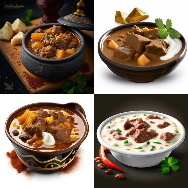 Prompt Algerian smooth soup with beef chunks