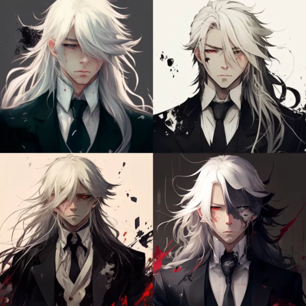 Prompt Anime guys cry white hair