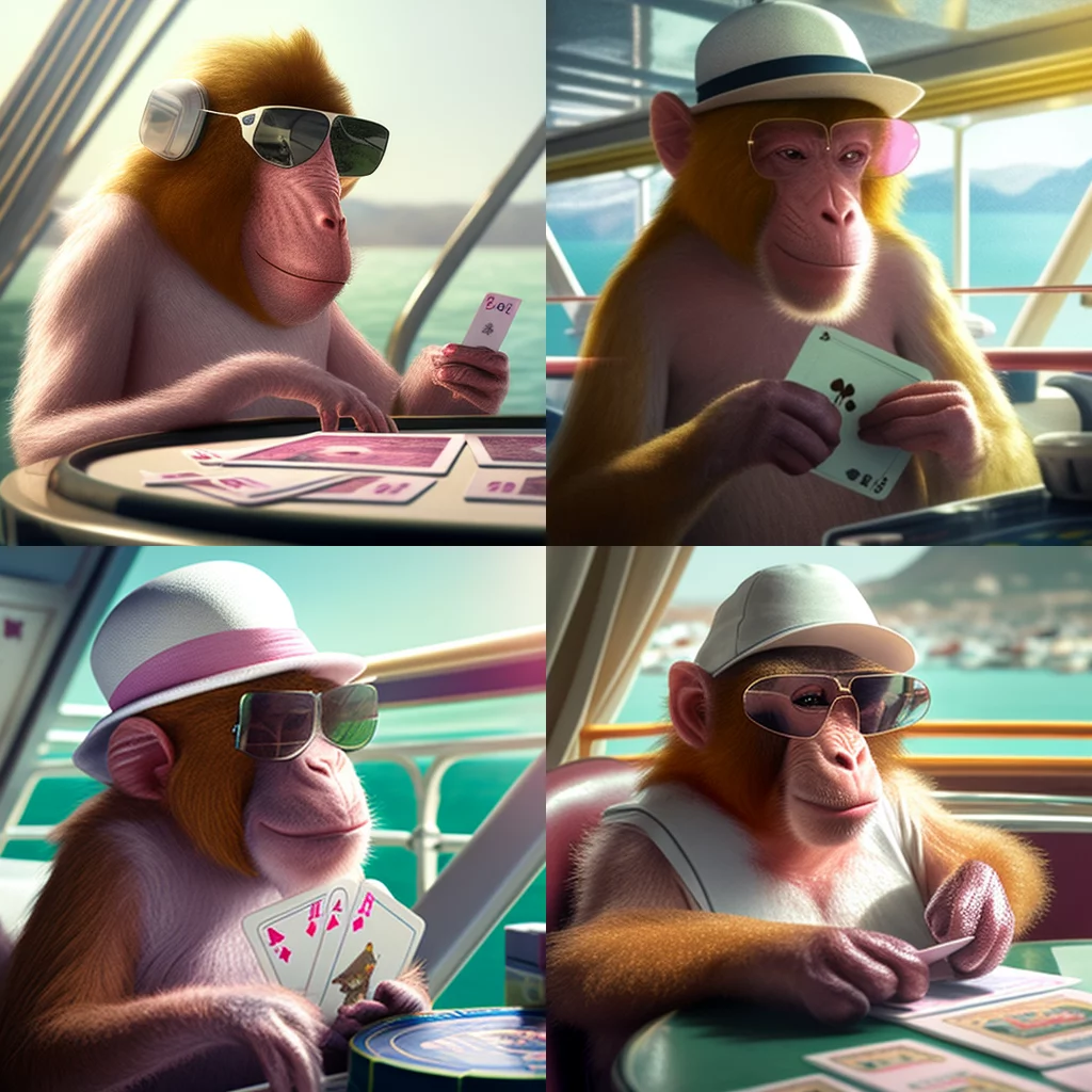 Ape with sunglasses yacht