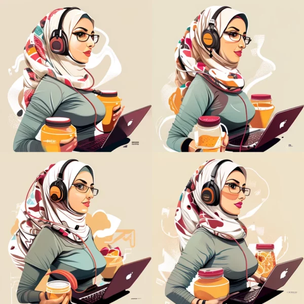 Prompt Arabic woman balances job