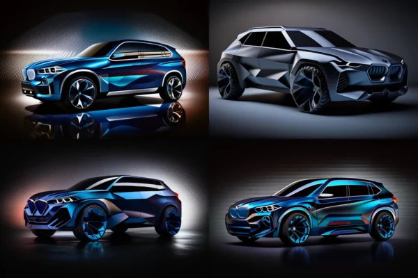 Prompt BMW futuristic car design inspired by Miyake