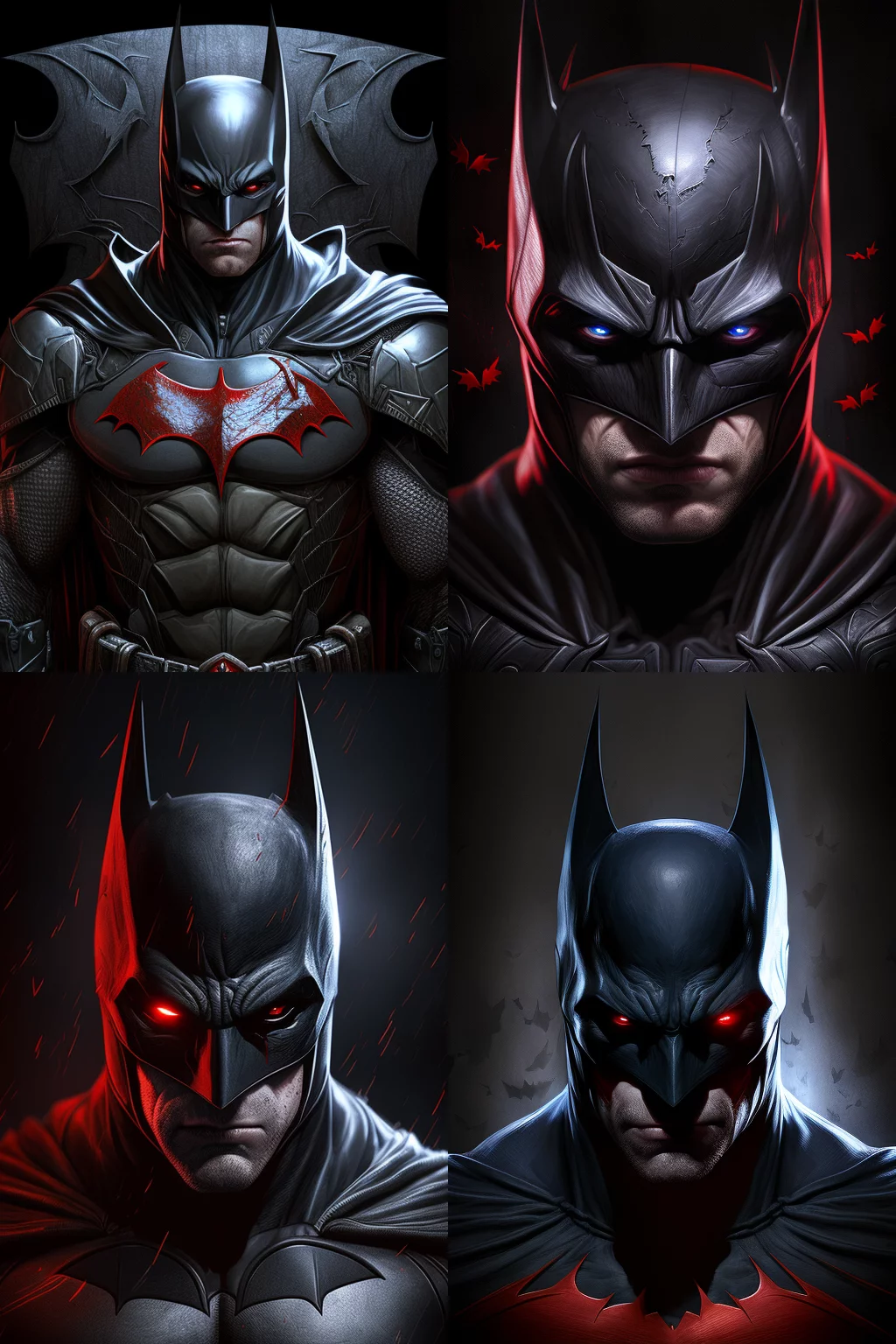 Batman with red eyes dark bkgd