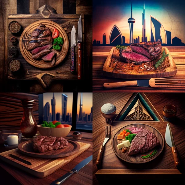 Prompt Beautiful Middle Eastern steak Burdah Khalifa