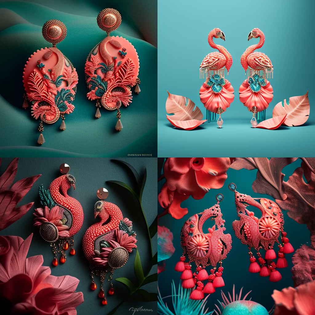 Beautiful earrings murex shell coral flamingo leopard motive