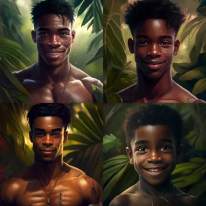 Prompt Black Boy with Jungle Background