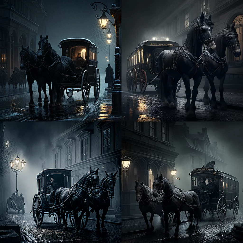 Black carriage dark street