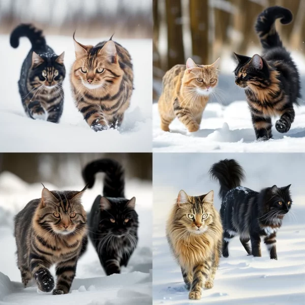 Prompt Black & skinny cats hunting