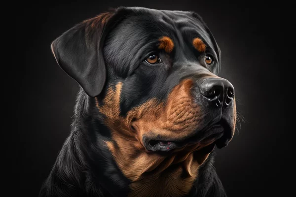 Prompt CGI Rottweiler dog portrait hyperrealistic