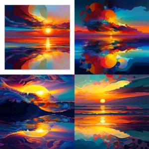Prompt Colorful sunrise abstract ocean art