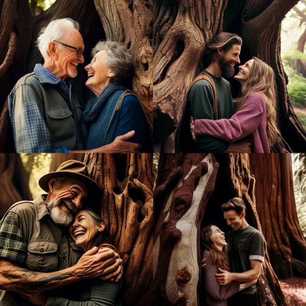 Prompt Couple under redwood tree