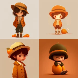 Prompt Cute boy w/ tangerine hat Ghibli style