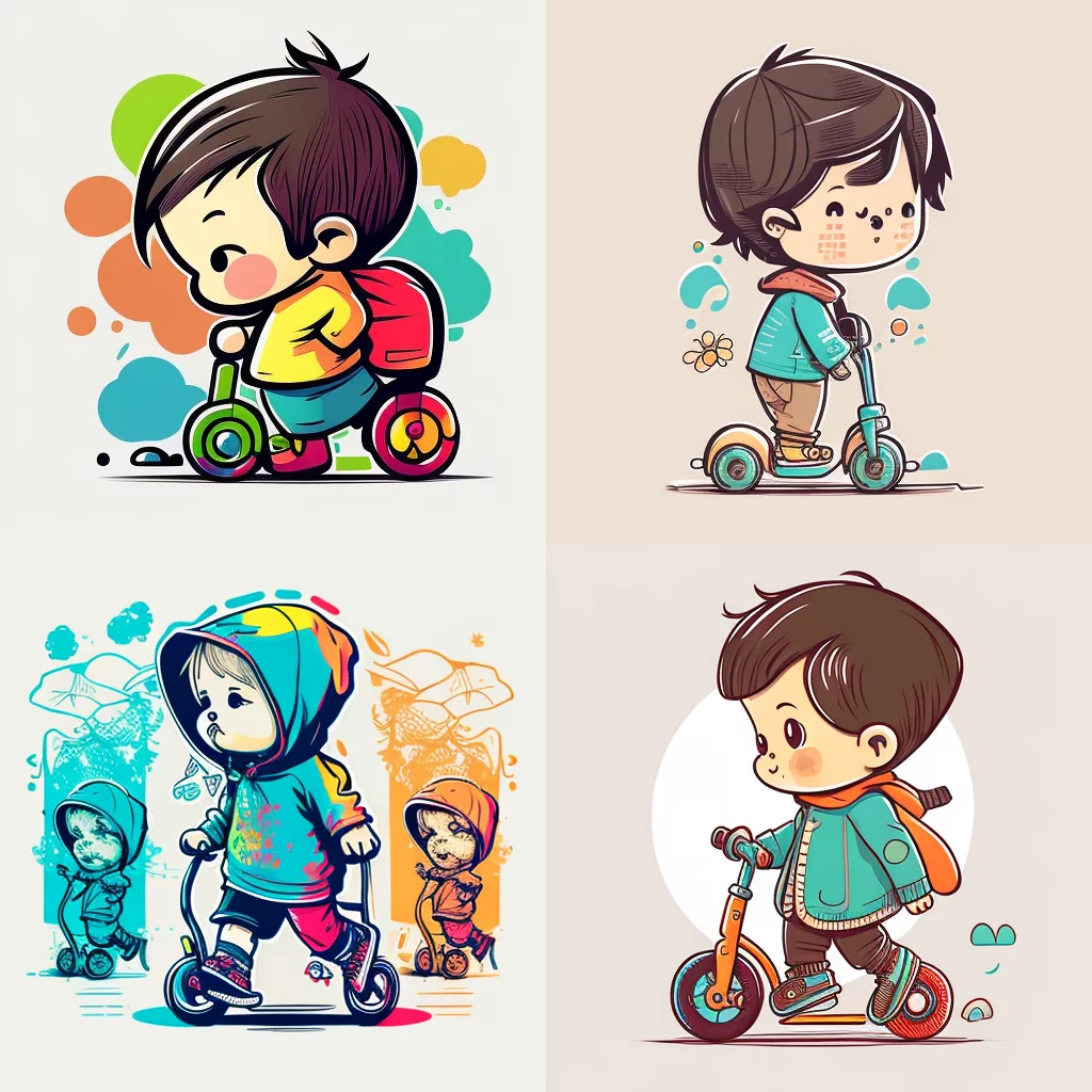 Cute boy walk cycle outline colorful