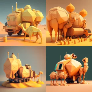 Prompt Cyberpunk camel caravan