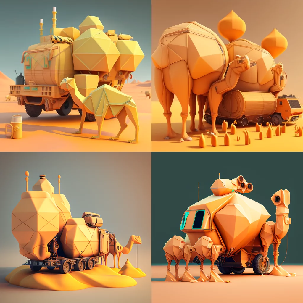 Cyberpunk camel caravan