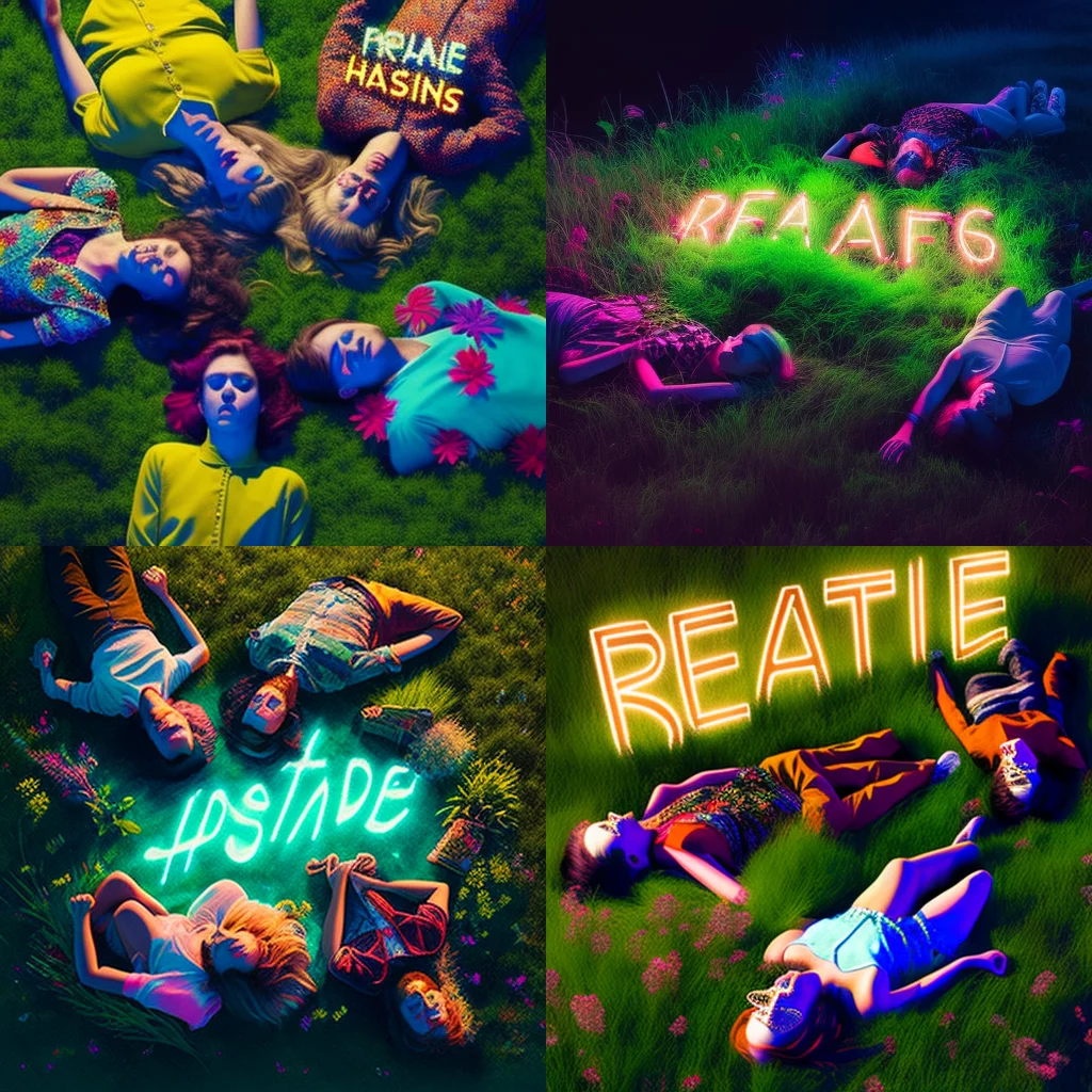 Dead hippies retro neon sign