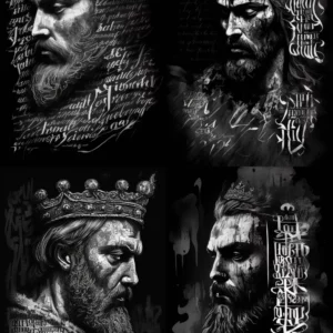 Prompt Digital Russian King black/white calligraphy