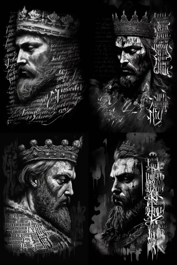 Prompt Digital Russian King black/white calligraphy