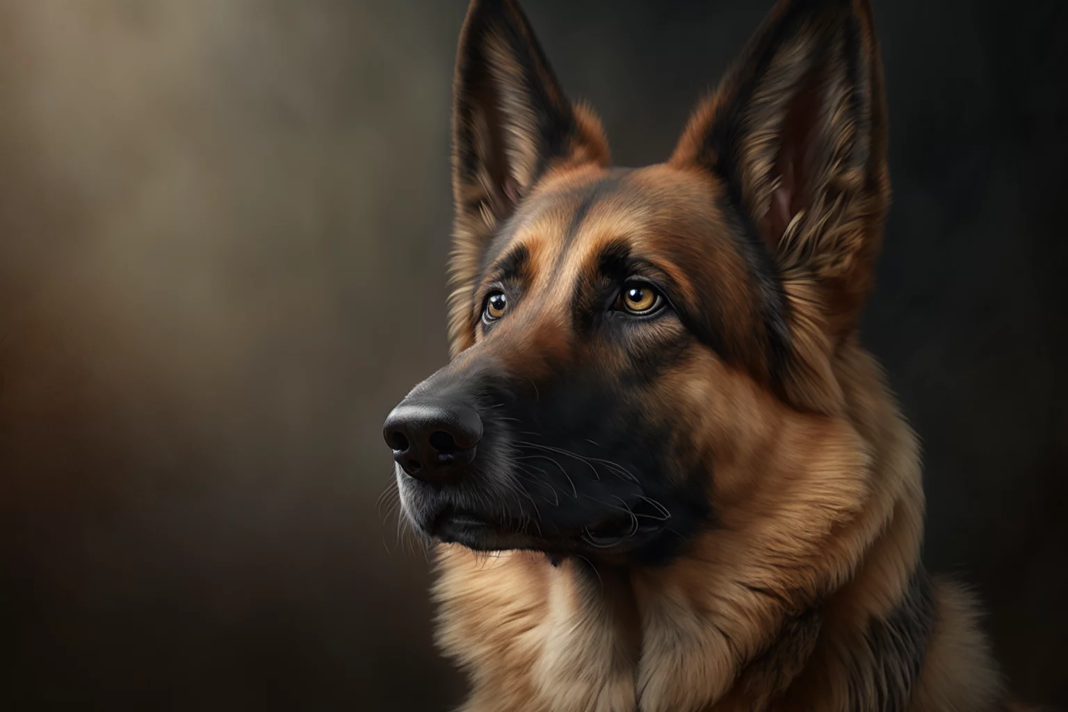 German shepherd portrait: CGI VFX SFX hyperminimalistic