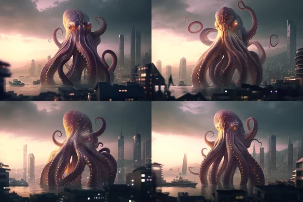 Prompt Giant octopus hyperrealistic