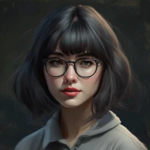 Prompt Girl with round glasses white undershirt