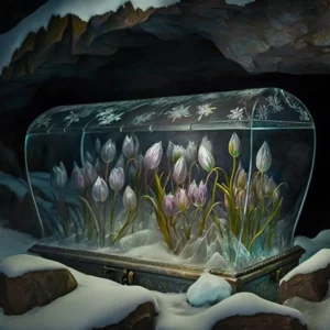 Prompt Glass sarcophagus in ice cave