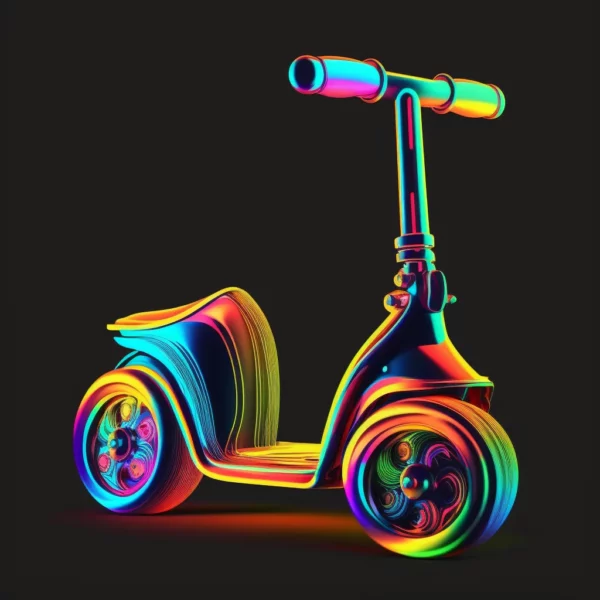 Prompt Glowing psychedelic scooter energy handles