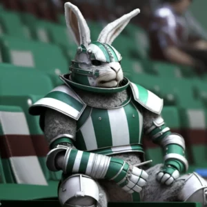 Prompt Green minimalist rabbit in football stadium