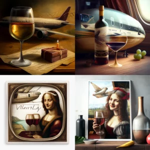 Prompt Happy bday airplane wine in Da Vinci style