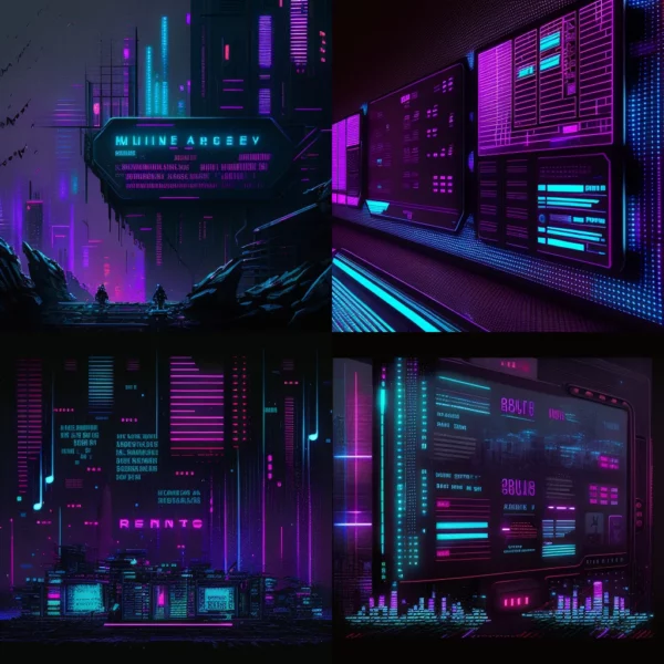 Prompt High res tech company ad cyberpunk style