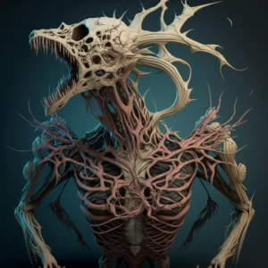Prompt Huge necromantic abomination of bones and meat
