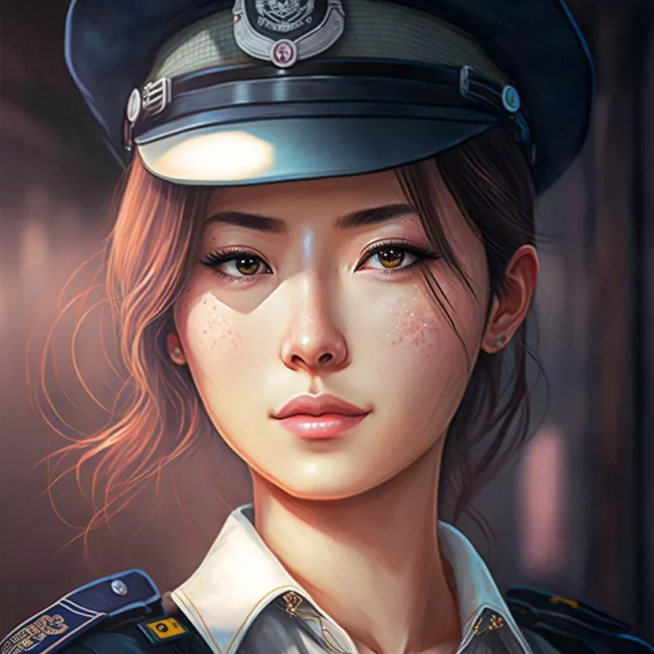 Prompt Japanese policewoman sweet smile art