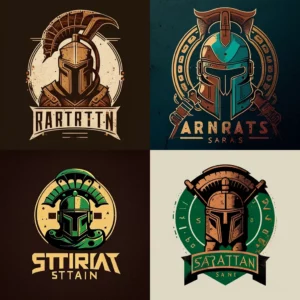Prompt Logo design of Spartan android 2D vector vintage graphic