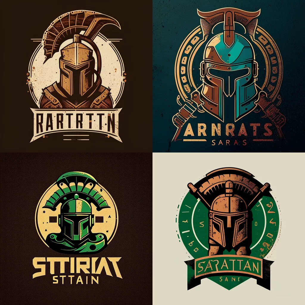 Logo design of Spartan android 2D vector vintage graphic