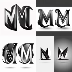 Prompt M&N mascot logo 2d black/white no shadows