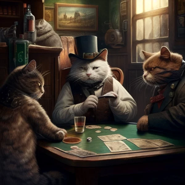 Prompt Mafioso cats playing poker