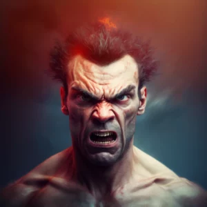 Prompt Man angry high-res colorful art