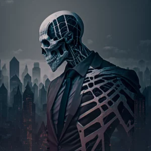 Prompt Man with skeleton head