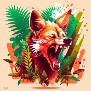 Prompt Maned wolf ferocious print reggae light colors