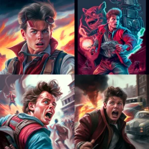 Prompt Marty McFly fights zombies