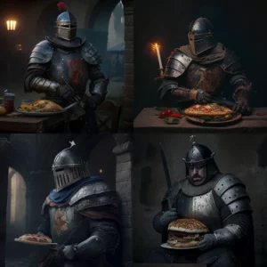 Prompt Medieval knight in dark setting