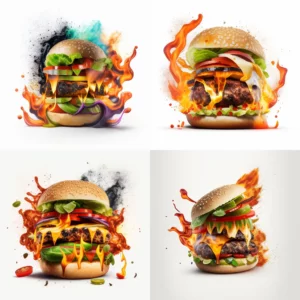 Prompt Mexican burger burning full image white background