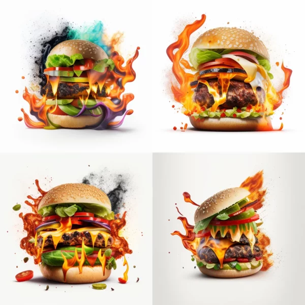 Prompt Mexican burger burning full image white background