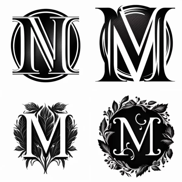 Prompt Monogram: M/N black/white vector 2d white background