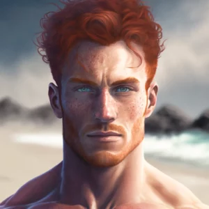 Prompt Muscular man many girls beach realistic